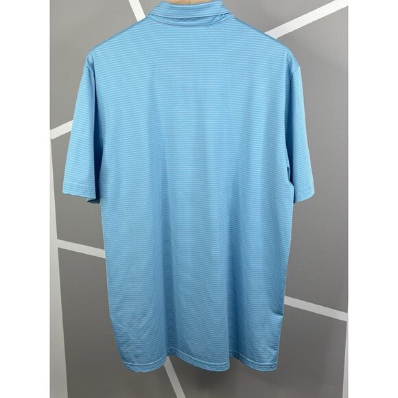 Criquet Polo Shirt Mens Large Blue Pink Striped Stretch Performance Golf - Picture 2 of 14